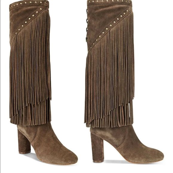 INC International Concepts Shoes - New Suede Fringe Studded Western Boots